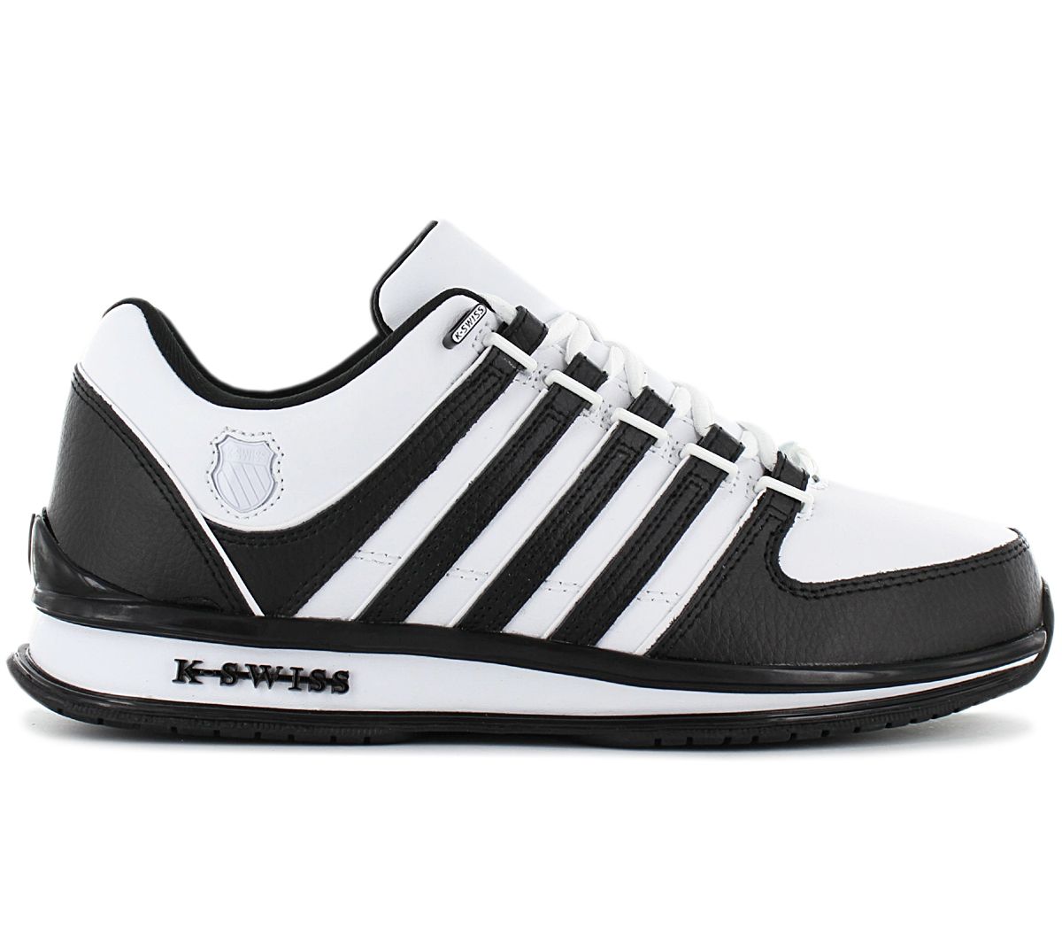 K-Swiss Rinzler Leather - Herren Sneakers Schuhe Weiß-Schwarz 01235-944-M