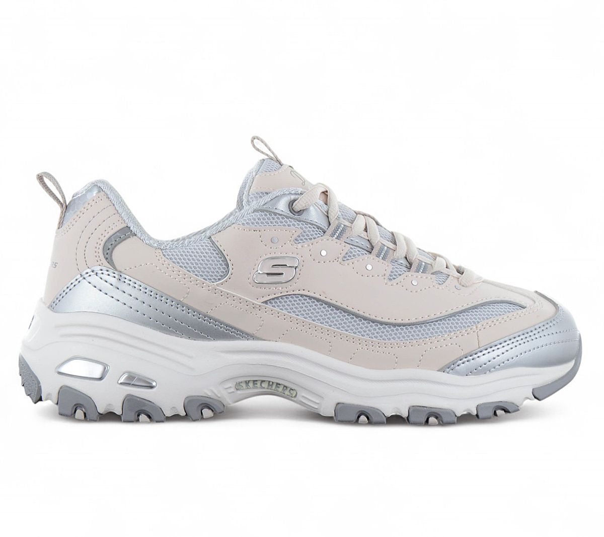 Skechers D Lites - Chromatic - Damen Sneakers Schuhe Beige-Silber 150246-Ntsl