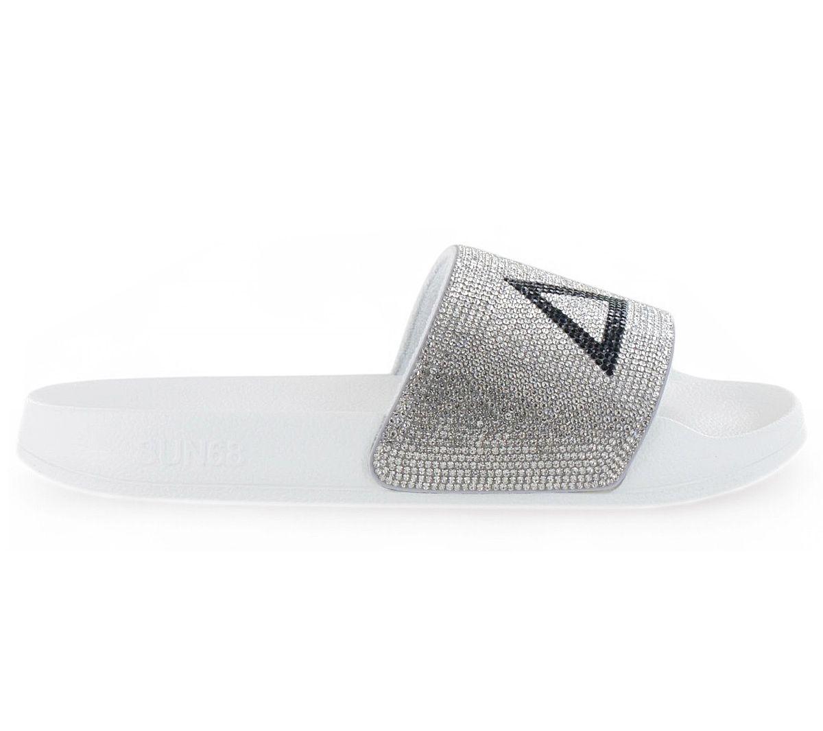 SUN68 Slippers LOGO STRASS - Damen Sandalen Pantoletten Slides Badesandalen X35205-01